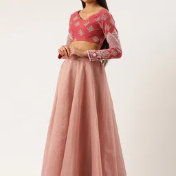 Ethnovog Embroidered Thread Work Semi-Stitched Lehenga & Unstitched Blouse With Dupatta image 2