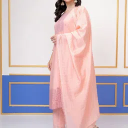 Vishudh Ethnic Motifs Woven Design Round Neck Regular Kurta With Trouser With Dupatta image 3