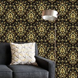 ArtzFolio Printed UV-Resistant Anti-Bacterial Golden Elegant Damask Peel & Stick Wallpaper-image-68
