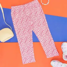 Pantaloons Junior Pink Cotton Floral Print Leggings-picture-6