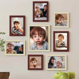 Art Street Brown Synthetic Pivot Wall Photo Frame - Set of 8-30