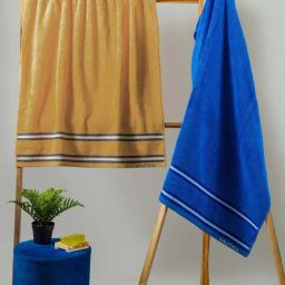 Nautica Vintage Crew Stripe Beige & Royal Blue Cotton 500 GSM Zero Twist Bath Towel - Set of 2-image-22