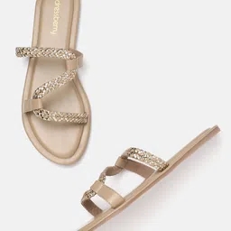 DressBerry Women Striped Open Toe Flats-16