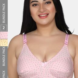 MAROON Pack Of 2 Polka Dots Printed Medium Coverage Cut & Sew Bra All Day Comfort-12