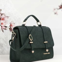 WOMEN MARKS Green Solid Satchel-12