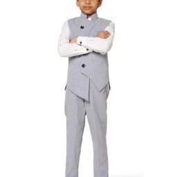 TAHVO Kids Blue & White Slim Fit Full Sleeves Shirt Set-image-75