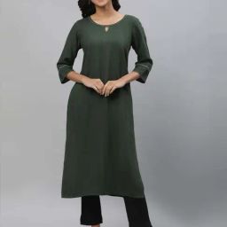 Aurelia Green Woven Pattern Straight Kurta-image-9