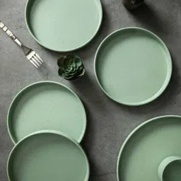 Servewell Dots Green Melamine Thali Small Dinner Plate - Set of 4-image-9