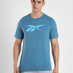 Reebok Blue Cotton Slim Fit Printed Sports T-Shirt-image-38