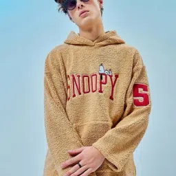Bewakoof Brown Loose Fit Printed Hooded Sweatshirt-image-69