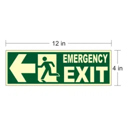 Being Safe 12" x 4" Emergency Exit With Running Man and Left Arrow Sign Board ISP-006-95