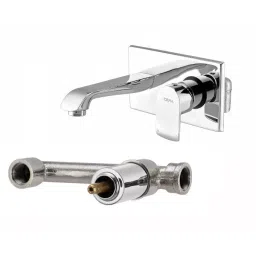 CERA CHROMO Basin Mixer Single Lever Exposed Part + Concealed Part Wall Mount Silver, F1019473+F4065103-33