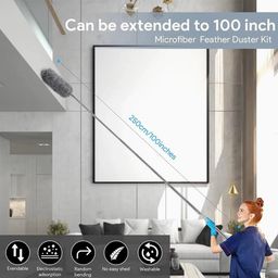 Zulaxy Flexible & Extendable Microfiber Feather Duster, Expandable Pole up to 100 Inches, Fan Cleaning Mop, Ceiling Fan Cleaner & Duster, Dusting Brush, Spider Web Cleaner Stick for High Ceilings image 4