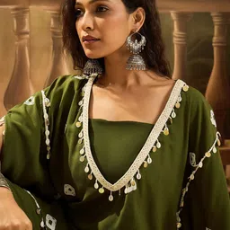 Sangria Bandhej Printed Kaftan Tube Top With Sharara image 3