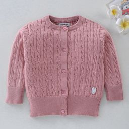 ToffyHouse Full Sleeves Cable Knit Cardigan - Pink-image-3