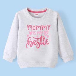 Babyhug Cotton Knit Full Sleeves Graphics Printed Sweatshirt - Grey Melange-image-4