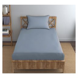 Trance Home Linen Premium Plain Pure Cotton Single Flat Bedsheet with 1 Pillow Cover 54 x 90 Inch- Slate Blue-picture-24