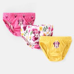 Babyhug Disney Single Jersey Cotton Knit Panties with Minnie Mouse Graphics Pack of 3 - Pink Yellow & White-image-65