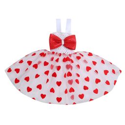 TINY MINY MEE Elastane Sleeveless Bow Applique & Hearts Printed Dress - White-image-83