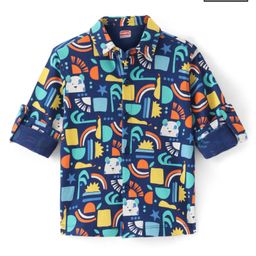 Babyhug Cotton Knit Full Sleeves Printed Shirt - Multicolor-image-68