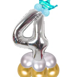 Decor Mantra Number 4 foil balloon 32 inch for birthday decoration items - Silver - Pack of 13-picture-45