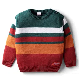 Babyhug Knit Full Sleeves Color Block Pullover Sweater - Multicolor-picture-27