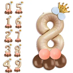 decor mantra Decormantra 8 Eight 32 Inch Number Foil Balloon For 8th Birthday Decoration Kit Items -Pack of 14-BEIGE-picture-38