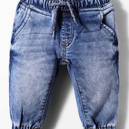 UCB Cotton Woven Full Length Solid Colour Denim Jogger Jeans - Navy Blue-image-37