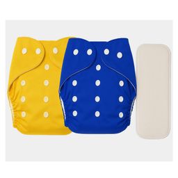 Sparkle Joy Free Size Reusable Cloth Diaper With Insert Pad 2 Pcs Diaper With 1 Pcs Insert Pad - Yellow & Blue-93
