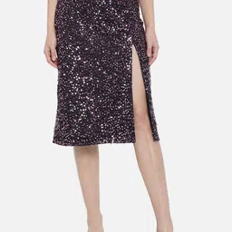BAESD Embellished Straight Midi Slit Skirt-image-94