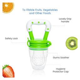 Enorme Silicone Moon Shape Yellow Teething Soft Teether with Silicone Fruit and Food Nibbler Pacifier for Babies image 2