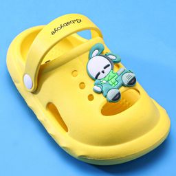 Babyoye Clogs with Backstrap Closure & Bunny Applique - Yellow image 3