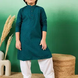 Sangria Boys Chikankari Embroidered Kurta With Patiala-image-14
