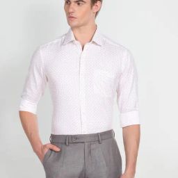 Arrow Beige Cotton Slim Fit Printed Shirt-picture-11