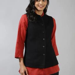Fabindia Black Plain Jacket-image-27