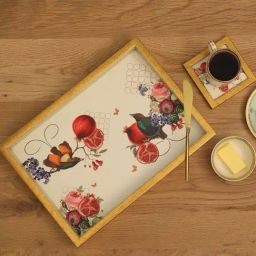 ICRAFT Multicolor Mdf Blossom Series Tray-15