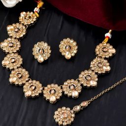 Anouk Copper-Plated Brass Artificial Beads Necklace & Earrings-image-6