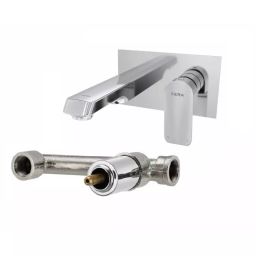 CERA CHELSEA Basin Mixer Diverter Single Lever Exposed Part + Concealed Part Wall Mount Chrome, F1016474+F4065103-37