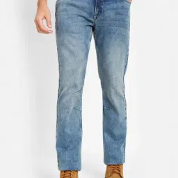 Octave Blue Cotton Regular Fit Distressed Jeans-image-56