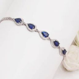 GIVA 92.5 Sterling Silver Royal Blue Drop Bracelet for Women-image-21