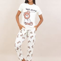 Kashtabhanjan BOPP Women Printed Round Neck T-shirt and Pyjamas With Shorts-image-52