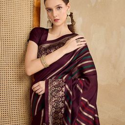 TASRIKA Striped Woven Design Zari Saree-image-6