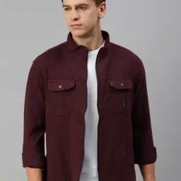 SHOWOFF Burgundy Regular Fit Jacket-image-74