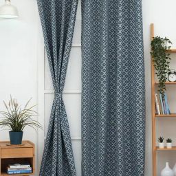 Ariana CupCake Navy Geometric Polyester 5 ft Window Curtain-image-47