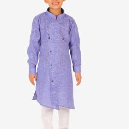 Pro-Ethic Style Developer Kids Blue & White Textured Full Sleeves Kurta with Pyjamas-image-69
