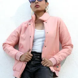 Campus Sutra Pink Regular Fit Jacket-image-24