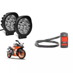 Cartronics 9 Round Cap LED Fog Light With On/Off Switch for KTM RC 125 (Set of 2 Pcs)-19