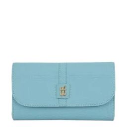 Baggit Blue Textured Tri-Fold Wallet for Women-image-95