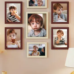 Art Street Brown Synthetic Country Side Wall Photo Frame - Set of 7-45