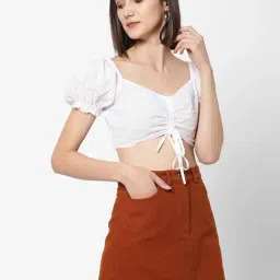 VASTRADO White Cotton Striped Crop Top-picture-33